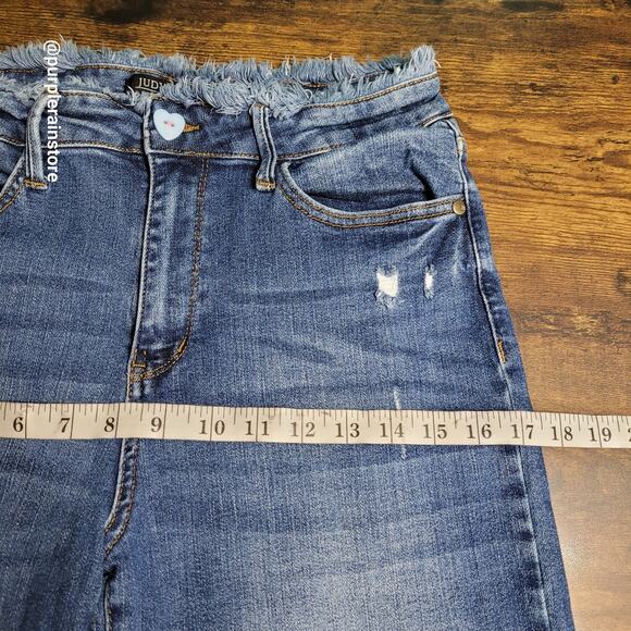 Judy Blue Jeans Jeans 29 Straight High Rise Raw Waist Hem Stretch Denim JB88503 - Picture 6 of 11
